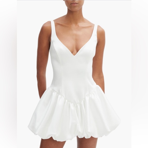 Astr the Label Oria Satin Bubble White Mini Dress - Picture 3 of 4